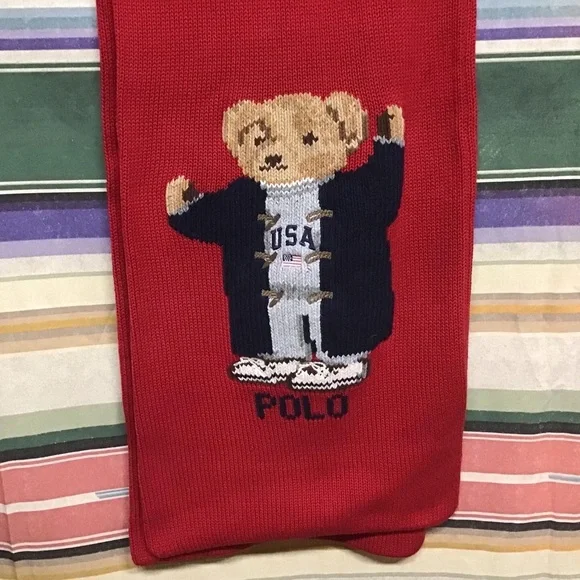 EUC POLO VINTAGE RARE DUFFEL COAT BEAR SCARF - Picture 1 of 6